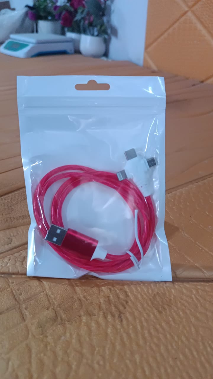 3 in 1 Charging Cable Light Up Fast Charger Lighting Cable (Mix Color) 3 in 1 Charging Cable Light Up Fast Charger Lighting Cable (Mix Color)